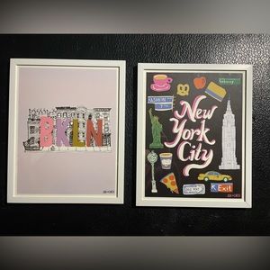 (2) Framed Ash + Chess prints- NYC and Brooklyn